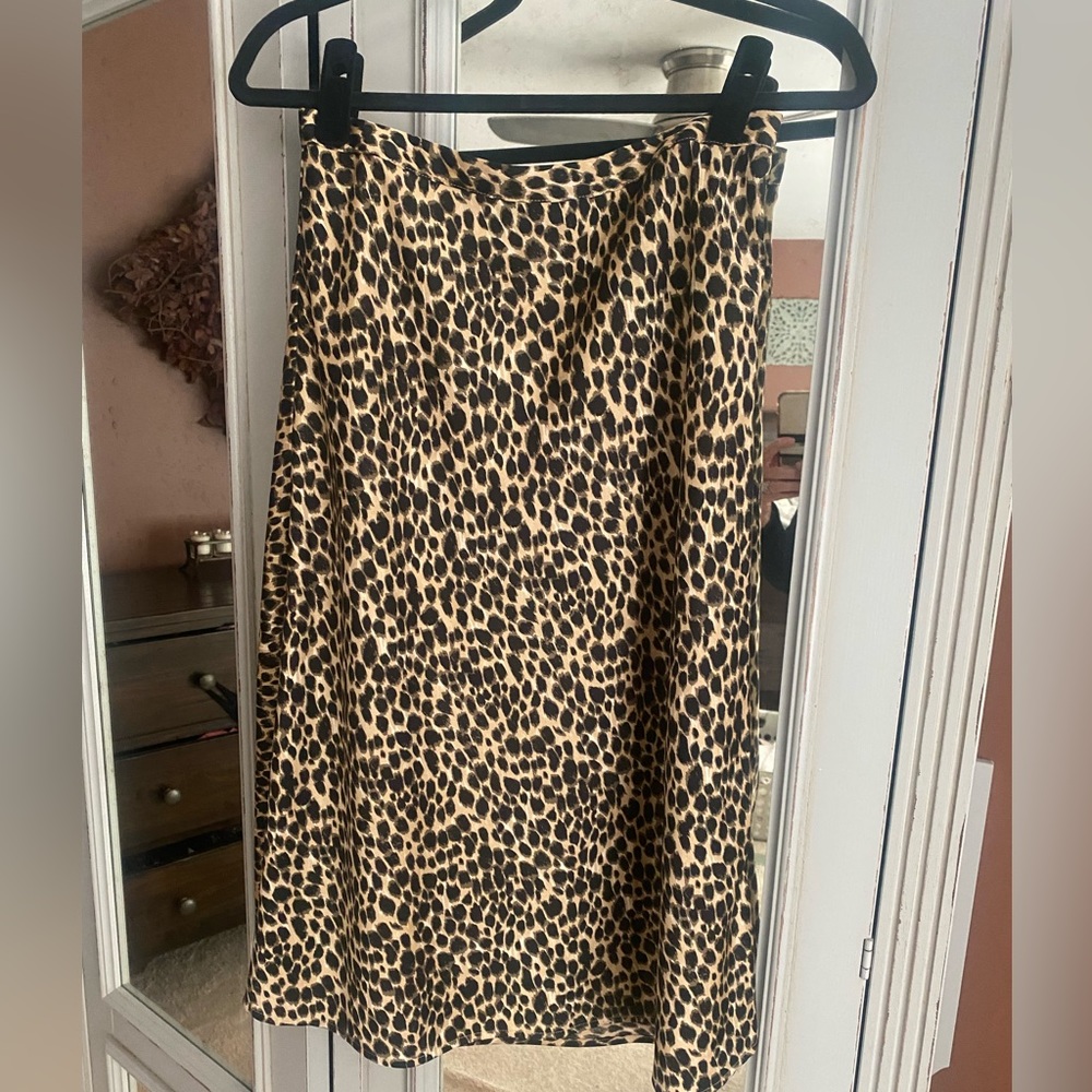 JCrew leopard midi skirt